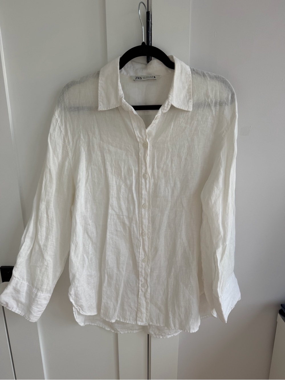 Zara White Linen Button-Down Shirt
